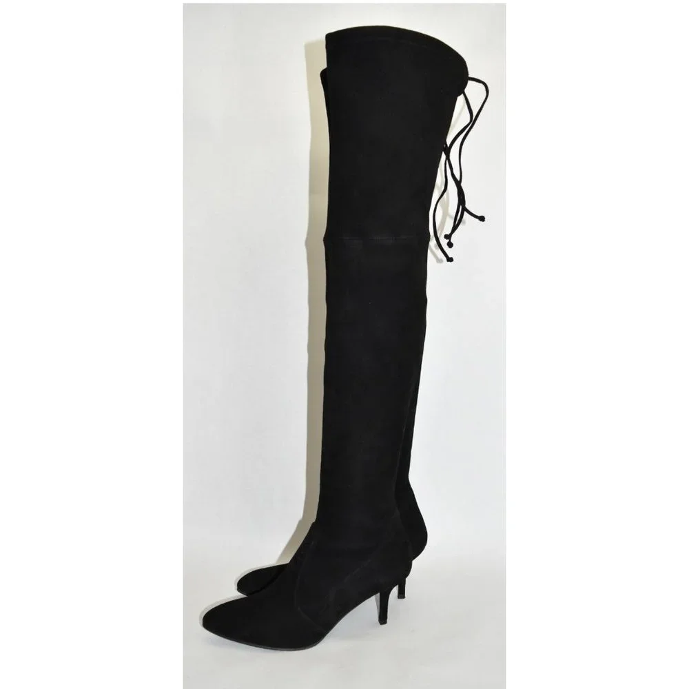 $850 STUART WEITZMAN Tiemodel Over-the-Knee Stretch Boot SUEDE BLACK 10 (K16)